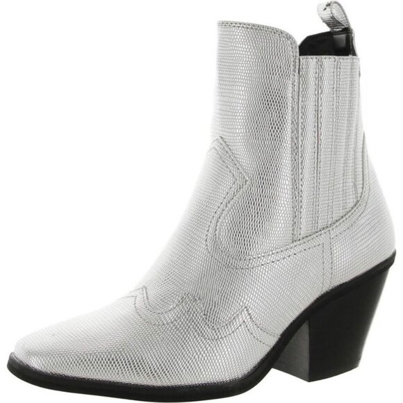 DV Dolce Vita Women's Brazos Western Boot Bootie Silver Cowgirl Size 8 - Picture 1 of 13